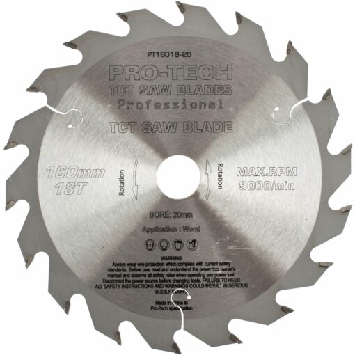 Saw blade tct 160x2.2x20x18t wood prof. pro-tech fes. ts55 pw1