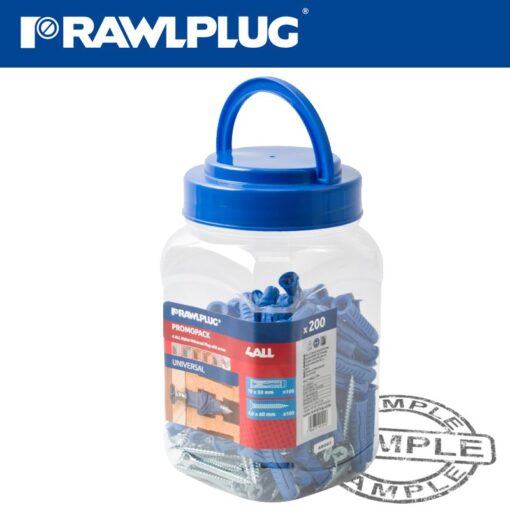 Universal nylon plug x10mmx50mm with screws x200 per jar