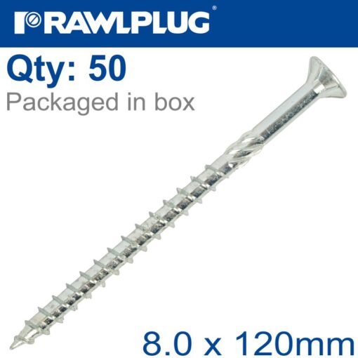 Timber cs screw 8.0 x 120mm x50-box csk washer head torx t40
