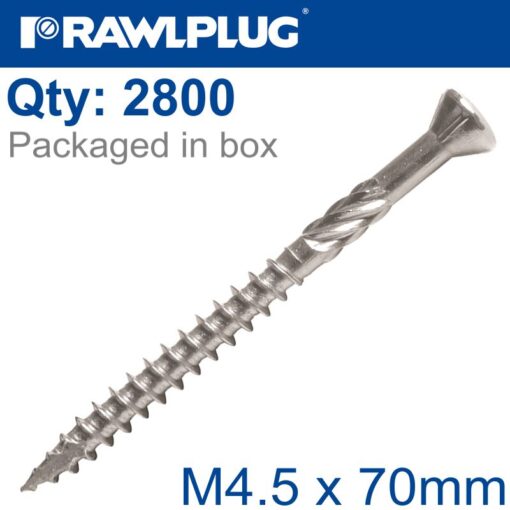 R-dsx decking  screws m4.5 x 70x42 a2 ss x2800-box