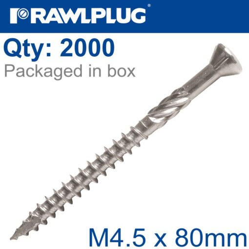 R-dsx decking  screws m4.5 x 80x48 a2 ss x2000-box