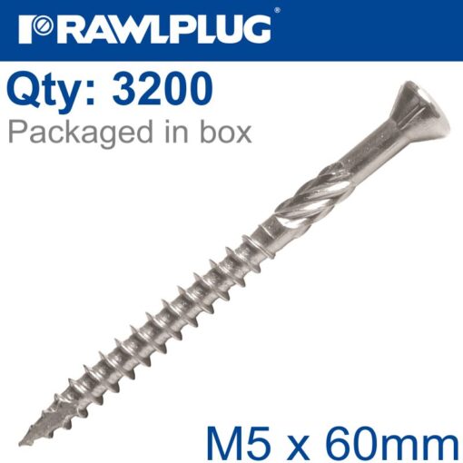 R-dsx decking  screws m5 x 60x36 a2 ss x3200-box