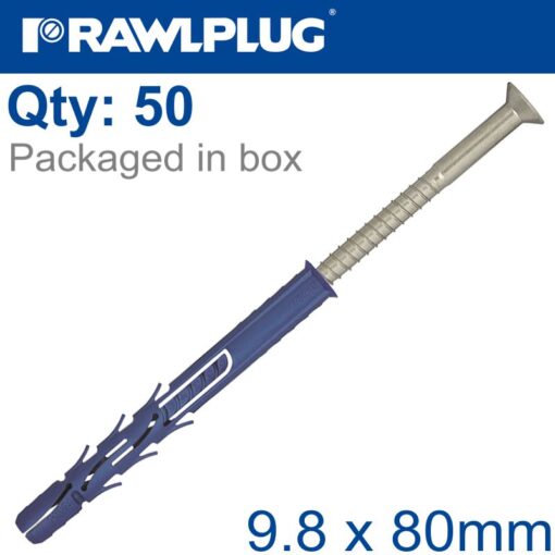 Nyl frame fixing zp + collar screw 9.8mmx80mm x50 -box