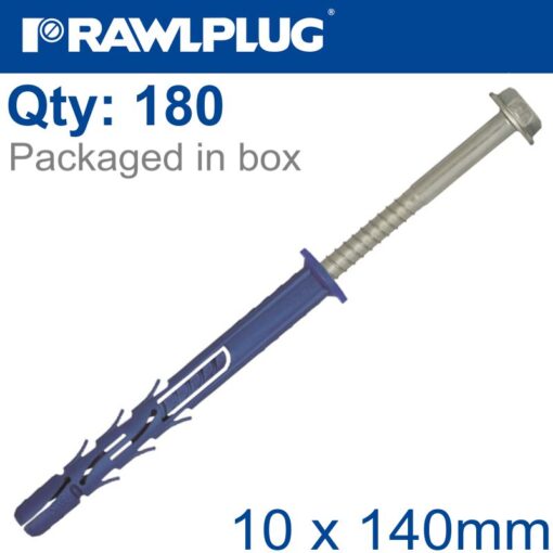 Nyl frame fixing zp+ csk screw 10mmx140mm x180 -box