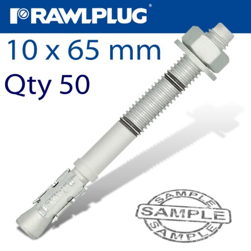 Throughbolt 10x65x5mm zinc flake 50 -box