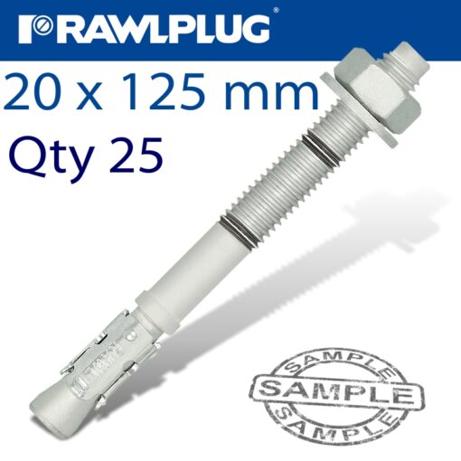 Throughbolt 20x125x5mm zinc flake 25 -box