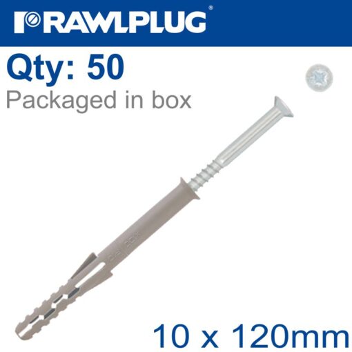 Nyl frame fixing + short expansion zone 10mm120mm x50 -box
