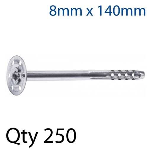 Metal insulation fixing 8x140mm x250-box