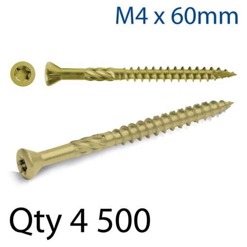 R-dsx decking  screws m4 x 60x36 ginger ruspert x4500-box