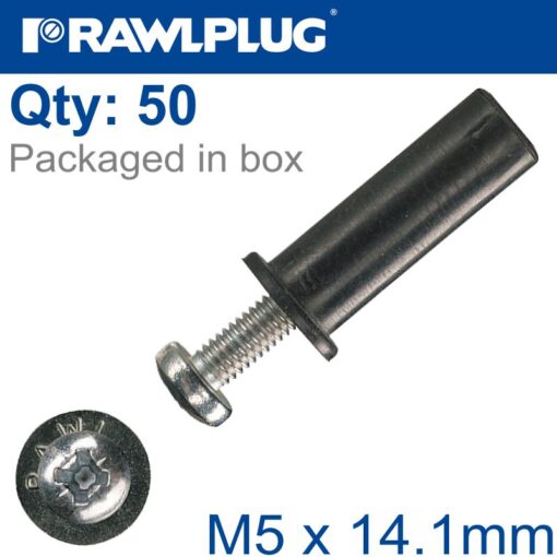 Rawlnut+screw m5x14.1mm x50-box