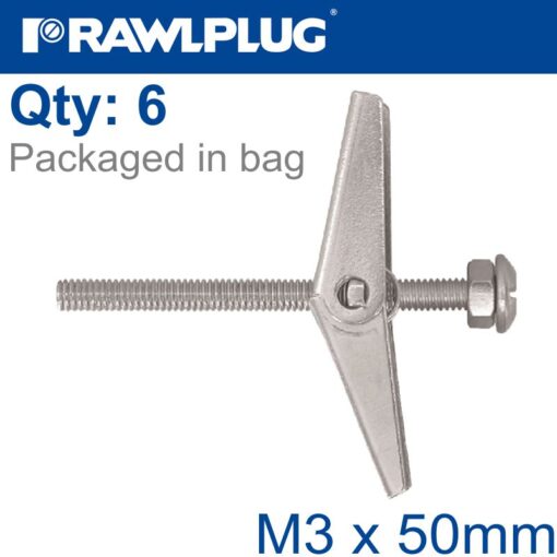 Spring toggle+screw m3x50mm x6-bag