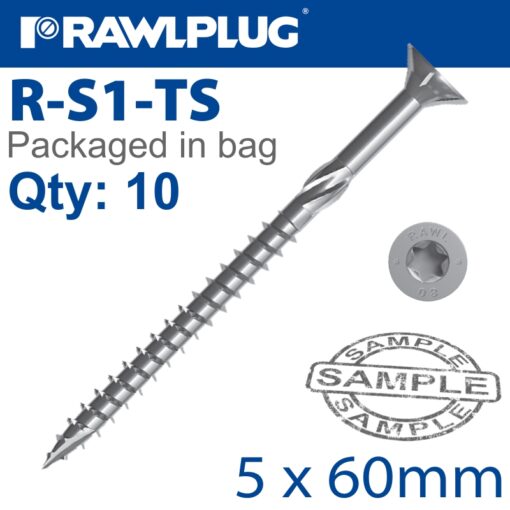 R-ts chipboard hd screw 5.0x60mm x10 per bag