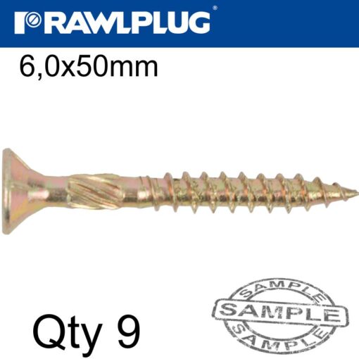 R-ts chipboard hd screw 6.0x50mm x9 per bag