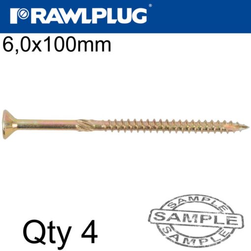 R-ts chipboard hd screw 6.0x100mm x4 per bag