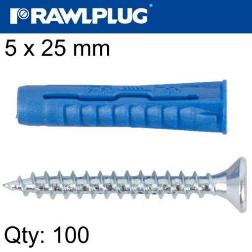 Universal plug 4all 5 x 25mm with screw 100 psc per tub
