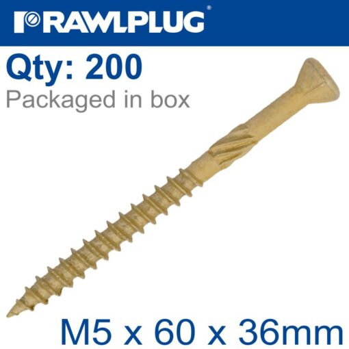 R-dsx decking screws m5 x 60x36 ginger ruspert x200-tub