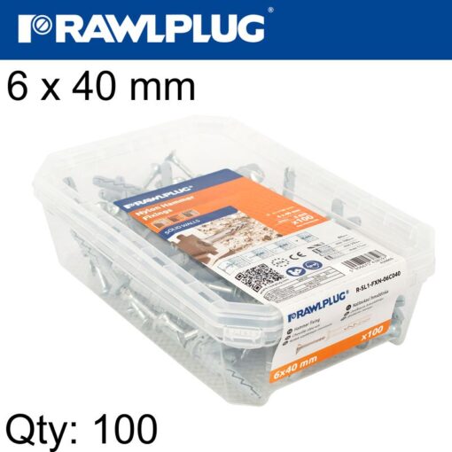 Nyl nail-in fixing 6 x 40mm cylindric 100 psc per tub