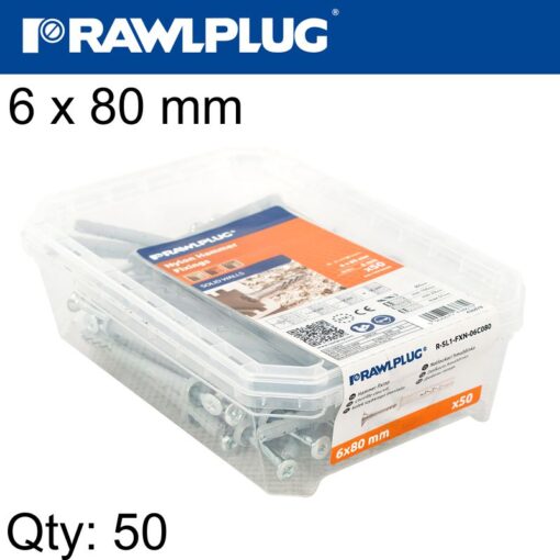 Nyl nail-in fixing 6 x 80mm cylindric 50 psc per tub