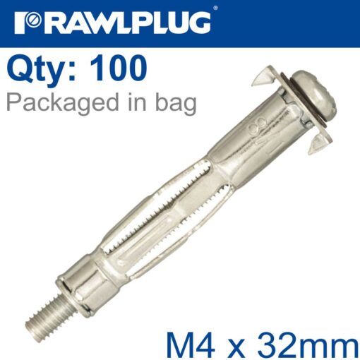Interset fixing drywall l-hook m4x32mm x100-box