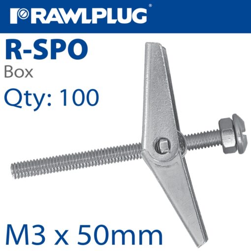 Spring toggle+screws m3x50 x100-box