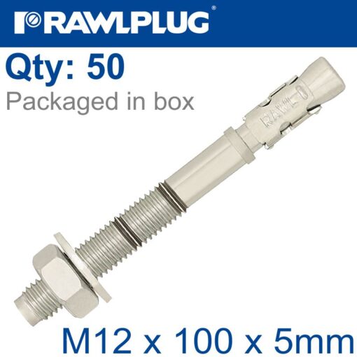 Throughbolt m12x100x5mm x50 -box