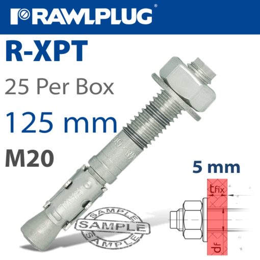 Throughbolt m20x125x25mm x25 -box