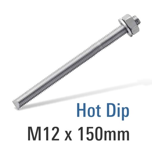 8.8 hot dip  galv stud m12x150 with nut and washer