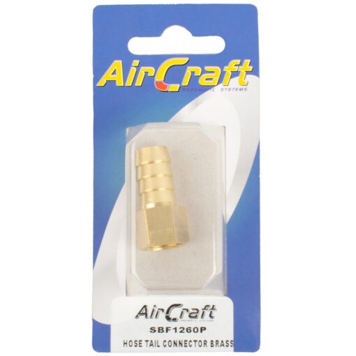 Hose tail connector brass 1/4f x 12mm 1pc pack