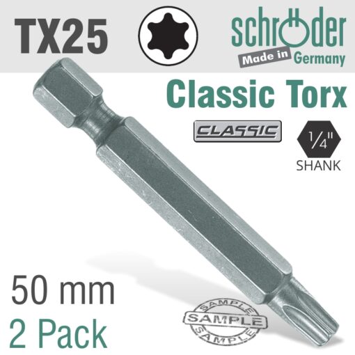 Torx tx25 classic power bit 50mm 2cd