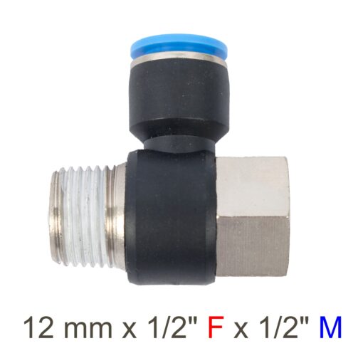 Pu hose fitting tee 12mm x 1/2'f x 1/2'm