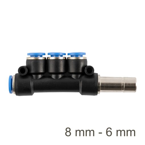 Red. insert manifold side 4-port pu 8mm - 6mm