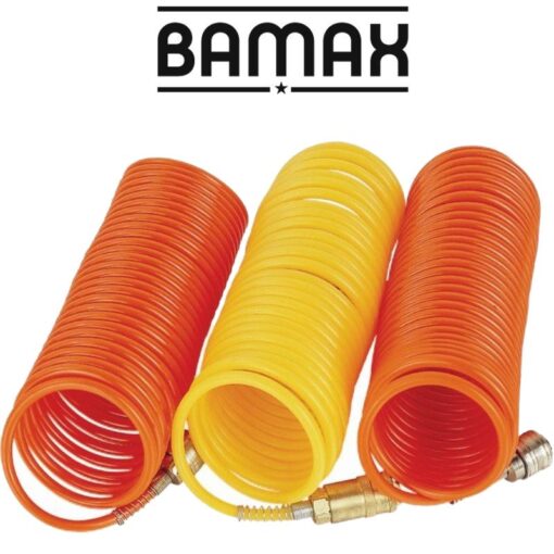 Spiral polyp hose blue 6.5mmx10mmx8m with quick couplers bx15pr8-6.5