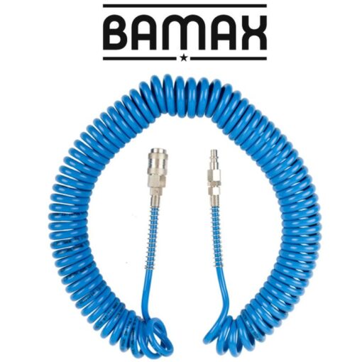 Spiral polyp hose blue 5mmx8mmx12m with quick couplers bx15pu12-5