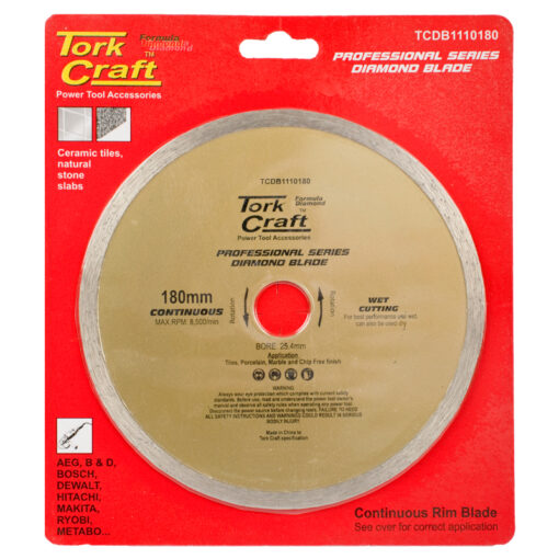 Diamond blade 180mm x 25.4 continues rim