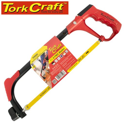 Aluminum alloy hacksaw frame 300mm c/w 1 + 3 free blades tork craft
