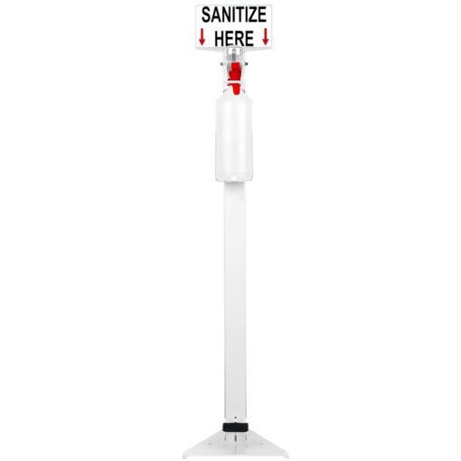 Free standing sanitizing dispenser with empty 1l bottle