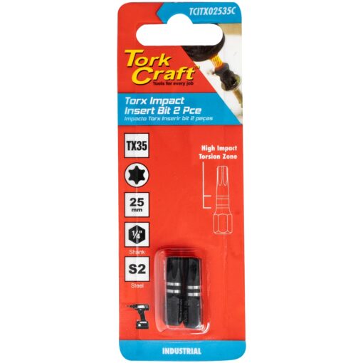 Torx tx 35 impact bit 25mm 2pc carded