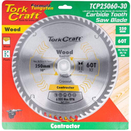 Blade contractor 250 x 60t 30/20/16 circular saw tct