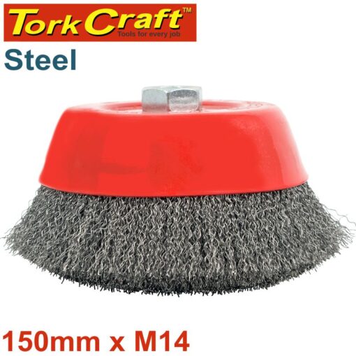 Wire cup brush crimped plain 150mmxm14 bulk