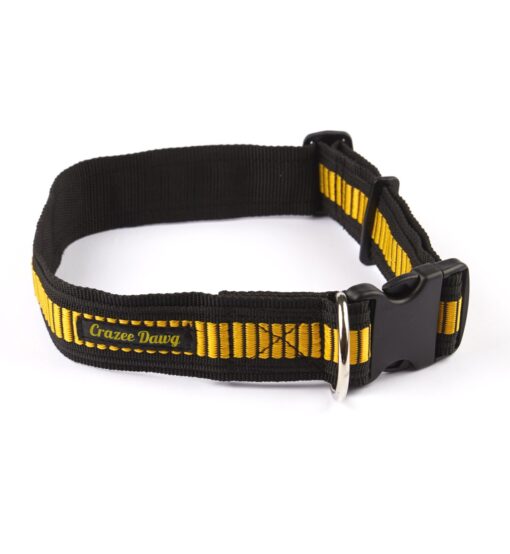 Crazee Dawg Nylon Heavy Duty 38mm x 750mm Adjustable Dog Collar - Yellow