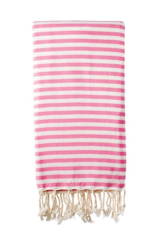 Turkish Bath / Beach Towel (100% Cotton) - SUD - Pink & Cream (100x180cm)