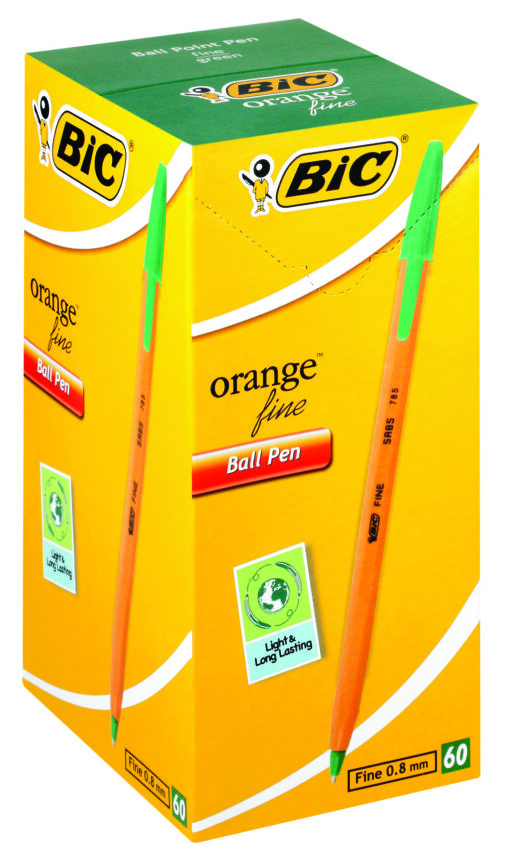 BIC Orange Fine Ball Point Pen - Green (Box of 60)