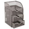 SDS M850 Wire Mesh 3-Drawer Mini Desktop Organizer - Silver - Black - Image 3