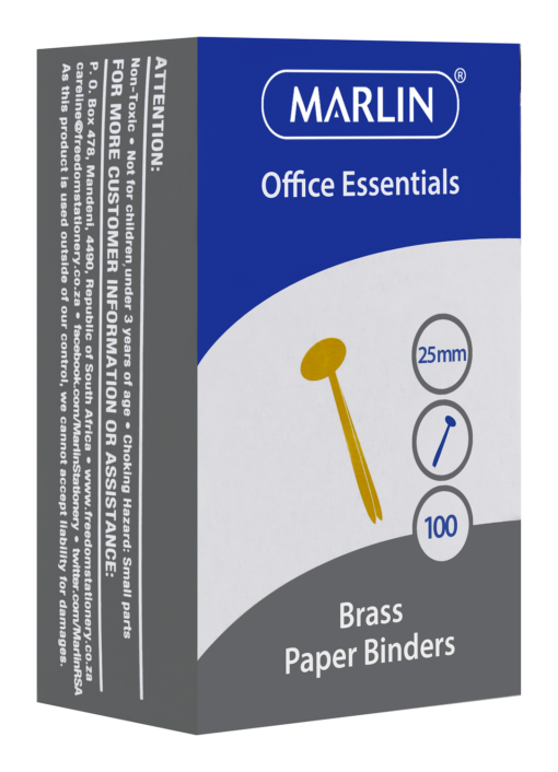 Marlin Brass Paper Binders 25mm 100's