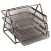 SDS M700S Wire Mesh Metal Desk Letter Tray Set - 3-Tier - Silver