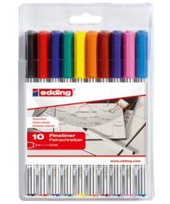 Edding Fine Liner Wallet Assorted Colours 10Pcs.