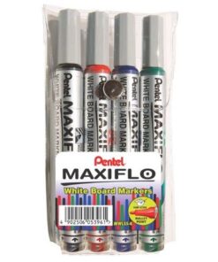 Pentel Maxiflo 4.0mm Bullet Tip Whiteboard Markers - Wallet of 4
